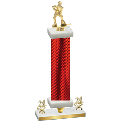 Premium Single Red Carbon Fiber Year Hockey Trophy