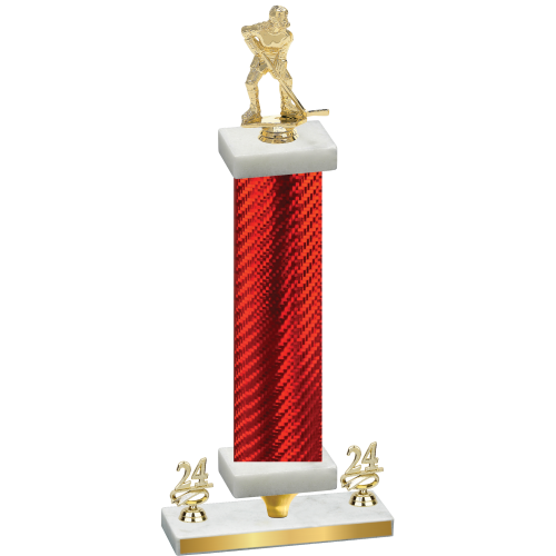 Premium Single Red Carbon Fiber Year Hockey Trophy