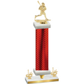Premium Single Red Carbon Fiber First Place Lacrosse Trophy