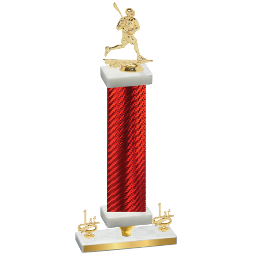 Premium Single Red Carbon Fiber First Place Lacrosse Trophy