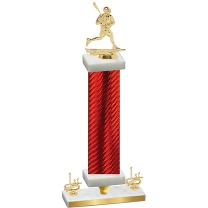 Premium Single Red Carbon Fiber First Place Lacrosse Trophy