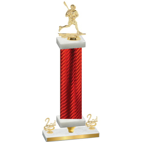 Premium Single Red Carbon Fiber Second Place Lacrosse Trophy