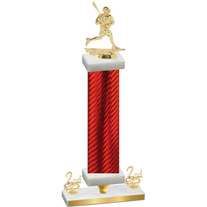 Premium Single Red Carbon Fiber Second Place Lacrosse Trophy