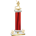 Premium Single Red Carbon Fiber Fourth Place Lacrosse Trophy