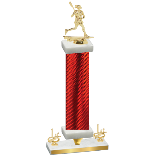 Premium Single Red Carbon Fiber First Place Lacrosse Trophy