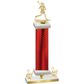 Premium Single Red Carbon Fiber Second Place Lacrosse Trophy