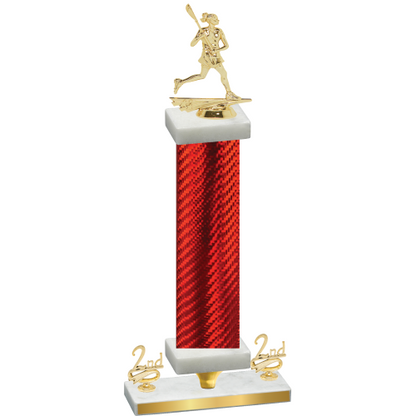 Premium Single Red Carbon Fiber Second Place Lacrosse Trophy