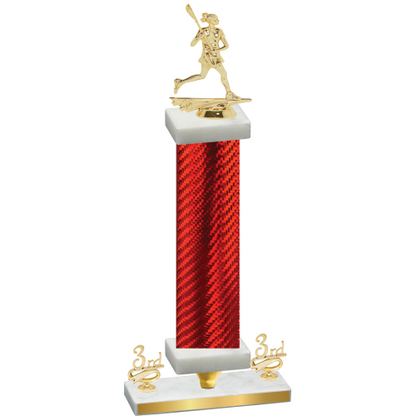 Premium Single Red Carbon Fiber Third Place Lacrosse Trophy