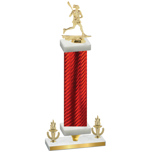 Premium Single Red Carbon Fiber Victory Lacrosse Trophy