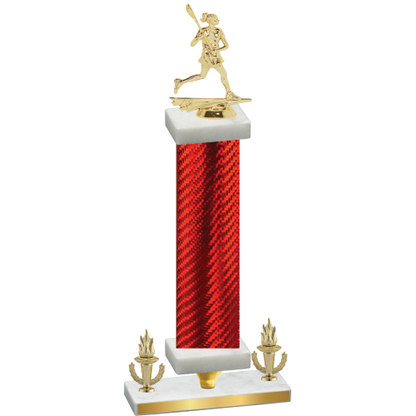 Premium Single Red Carbon Fiber Victory Lacrosse Trophy