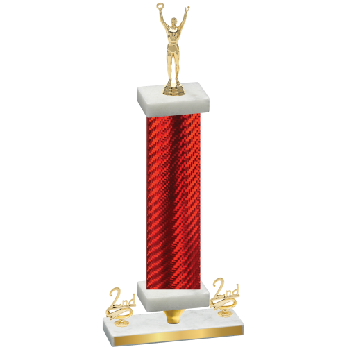 Premium Single Red Carbon Fiber Second Place Victory Trophy