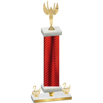 Premium Single Red Carbon Fiber Second Place Victory Trophy