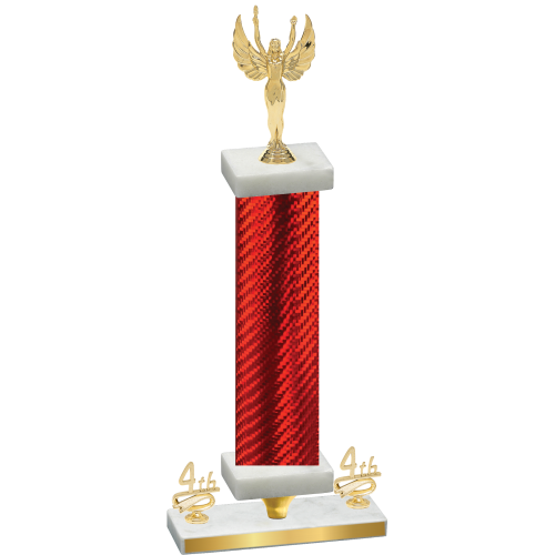 Premium Single Red Carbon Fiber Fourth Place Victory Trophy