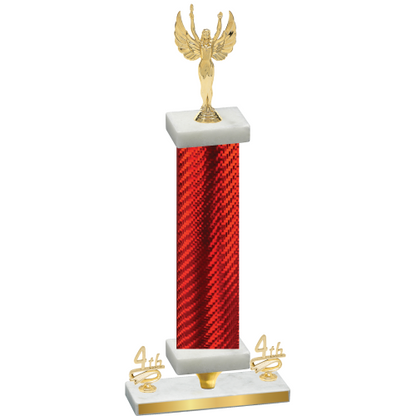 Premium Single Red Carbon Fiber Fourth Place Victory Trophy