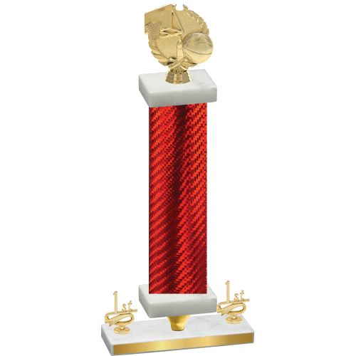 Premium Single Red Carbon Fiber First Place Basketball Trophy