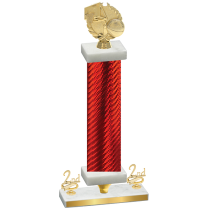 Premium Single Red Carbon Fiber Second Place Basketball Trophy