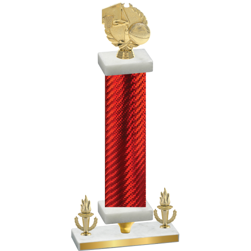 Premium Single Red Carbon Fiber Victory Basketball Trophy