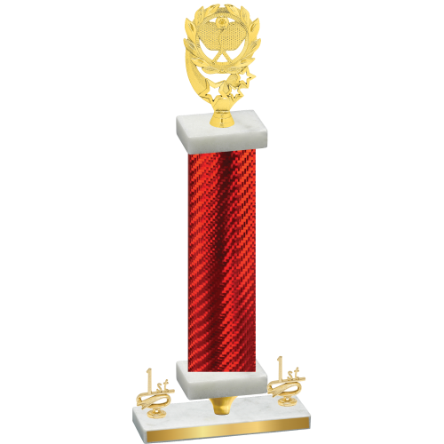 Premium Single Red Carbon Fiber First Place Pickleball Trophy