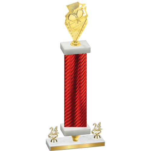 Premium Single Red Carbon Fiber Year Pickleball Trophy