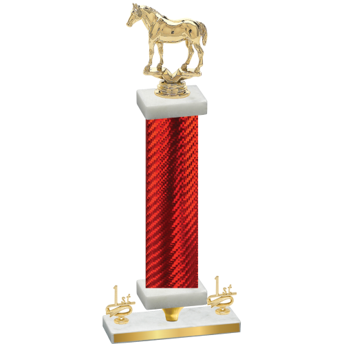 Premium Single Red Carbon Fiber First Place Horses Trophy