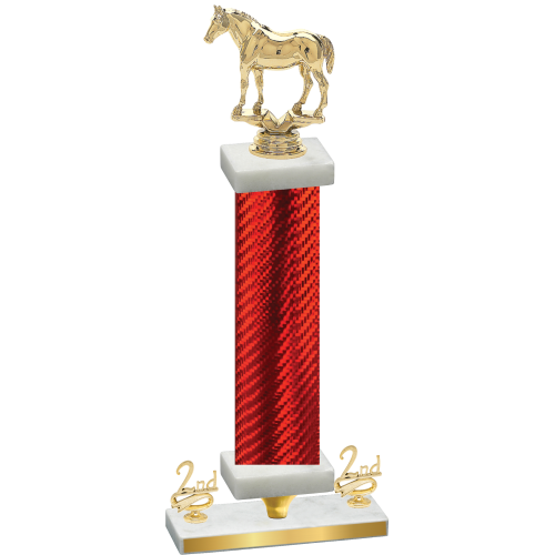 Premium Single Red Carbon Fiber Second Place Horses Trophy