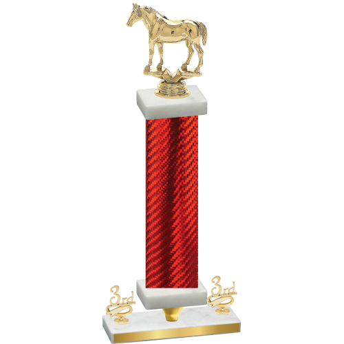 Premium Single Red Carbon Fiber Third Place Horses Trophy