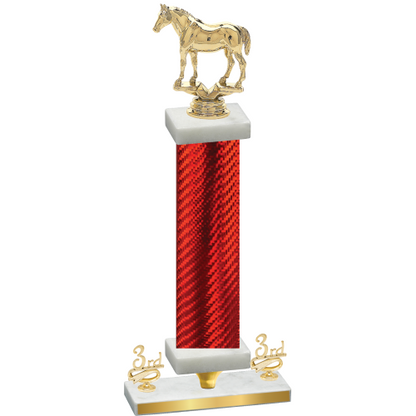 Premium Single Red Carbon Fiber Third Place Horses Trophy