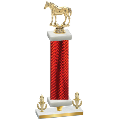 Premium Single Red Carbon Fiber Victory Horses Trophy