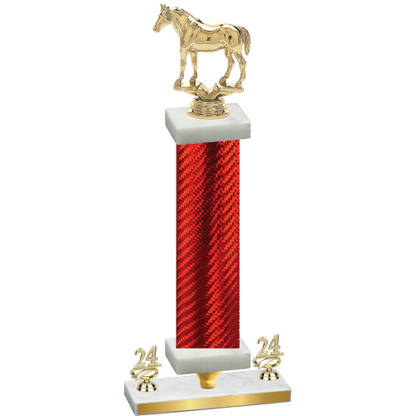 Premium Single Red Carbon Fiber Year Horses Trophy