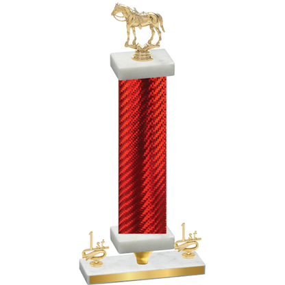 Premium Single Red Carbon Fiber First Place Horses Trophy