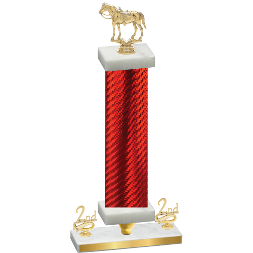 Premium Single Red Carbon Fiber Second Place Horses Trophy