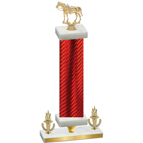 Premium Single Red Carbon Fiber Victory Horses Trophy