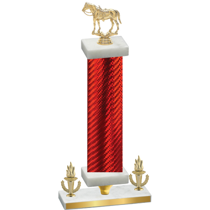 Premium Single Red Carbon Fiber Victory Horses Trophy