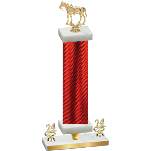 Premium Single Red Carbon Fiber Year Horses Trophy