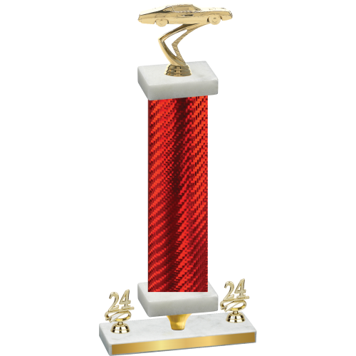 Premium Single Red Carbon Fiber Year Cars Trophy