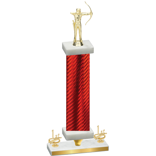 Premium Single Red Carbon Fiber First Place Archery Trophy