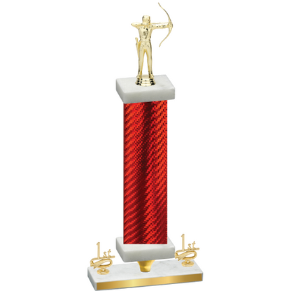 Premium Single Red Carbon Fiber First Place Archery Trophy