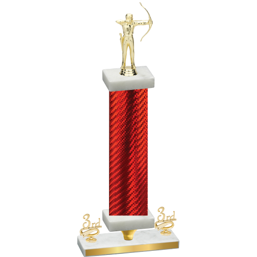 Premium Single Red Carbon Fiber Third Place Archery Trophy