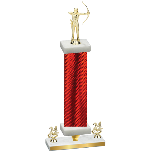 Premium Single Red Carbon Fiber Year Archery Trophy