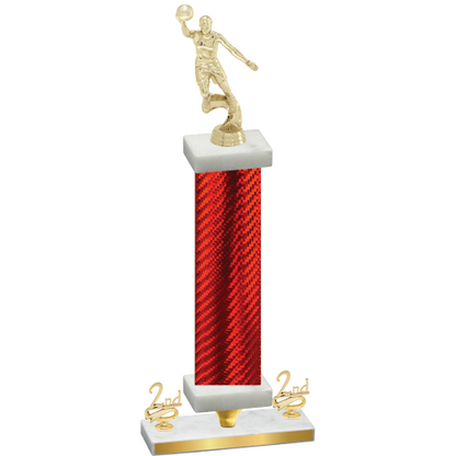 Premium Single Red Carbon Fiber Second Place Basketball Trophy