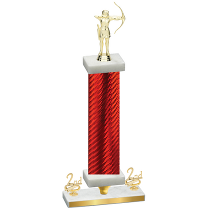 Premium Single Red Carbon Fiber Second Place Archery Trophy