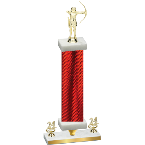 Premium Single Red Carbon Fiber Year Archery Trophy