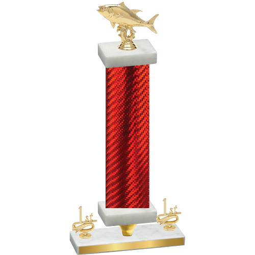 Premium Single Red Carbon Fiber First Place Fishing Trophy