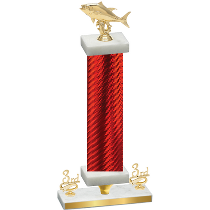 Premium Single Red Carbon Fiber Third Place Fishing Trophy