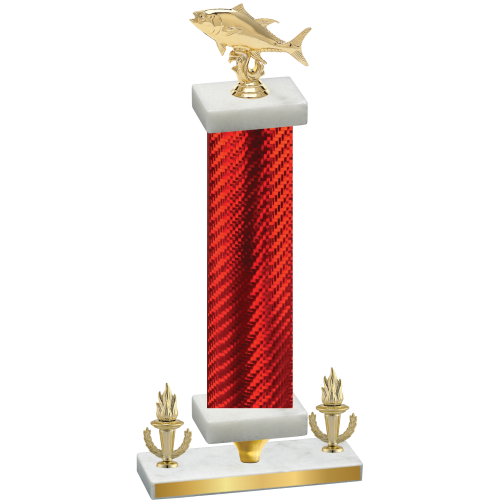 Premium Single Red Carbon Fiber Victory Fishing Trophy