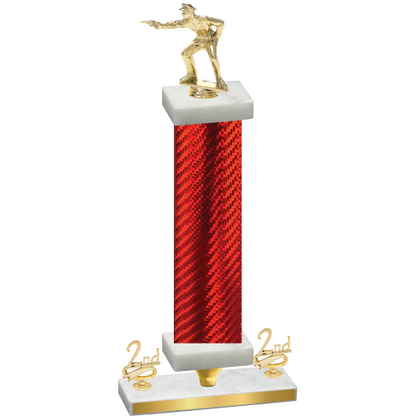 Premium Single Red Carbon Fiber Second Place Shooter Trophy