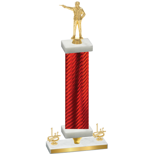 Premium Single Red Carbon Fiber First Place Shooter Trophy