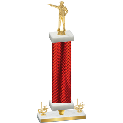 Premium Single Red Carbon Fiber First Place Shooter Trophy