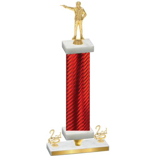 Premium Single Red Carbon Fiber Second Place Shooter Trophy