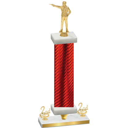 Premium Single Red Carbon Fiber Second Place Shooter Trophy